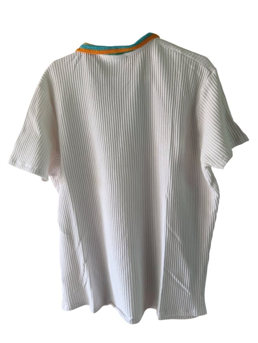 Laurel Canyon Mens Crochet Polo Size XXL White Cotton Knit Ribbed Soft Casual - Picture 2 of 12
